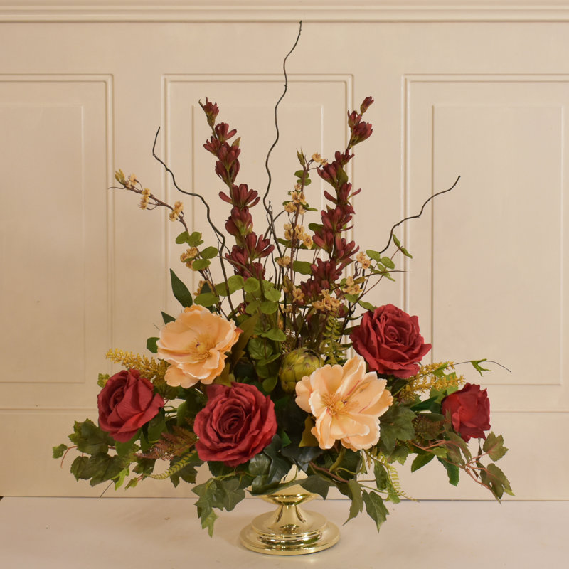 Floral Home Decor Silk Centerpiece Flower Floral Arrangement & Reviews